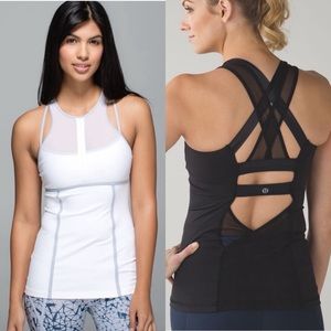 **BUNDLE** LULULEMON Ready Set Sweat Tank Black + White / Silver Fox Tank Size 4